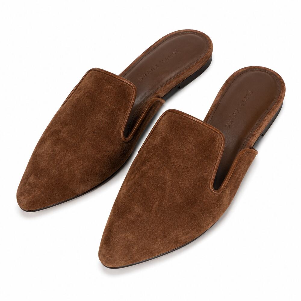 Vero Cuoio Jenni Kayne Brown Suede Pointed Toe Mule Slides Flats Womens 9 Italy